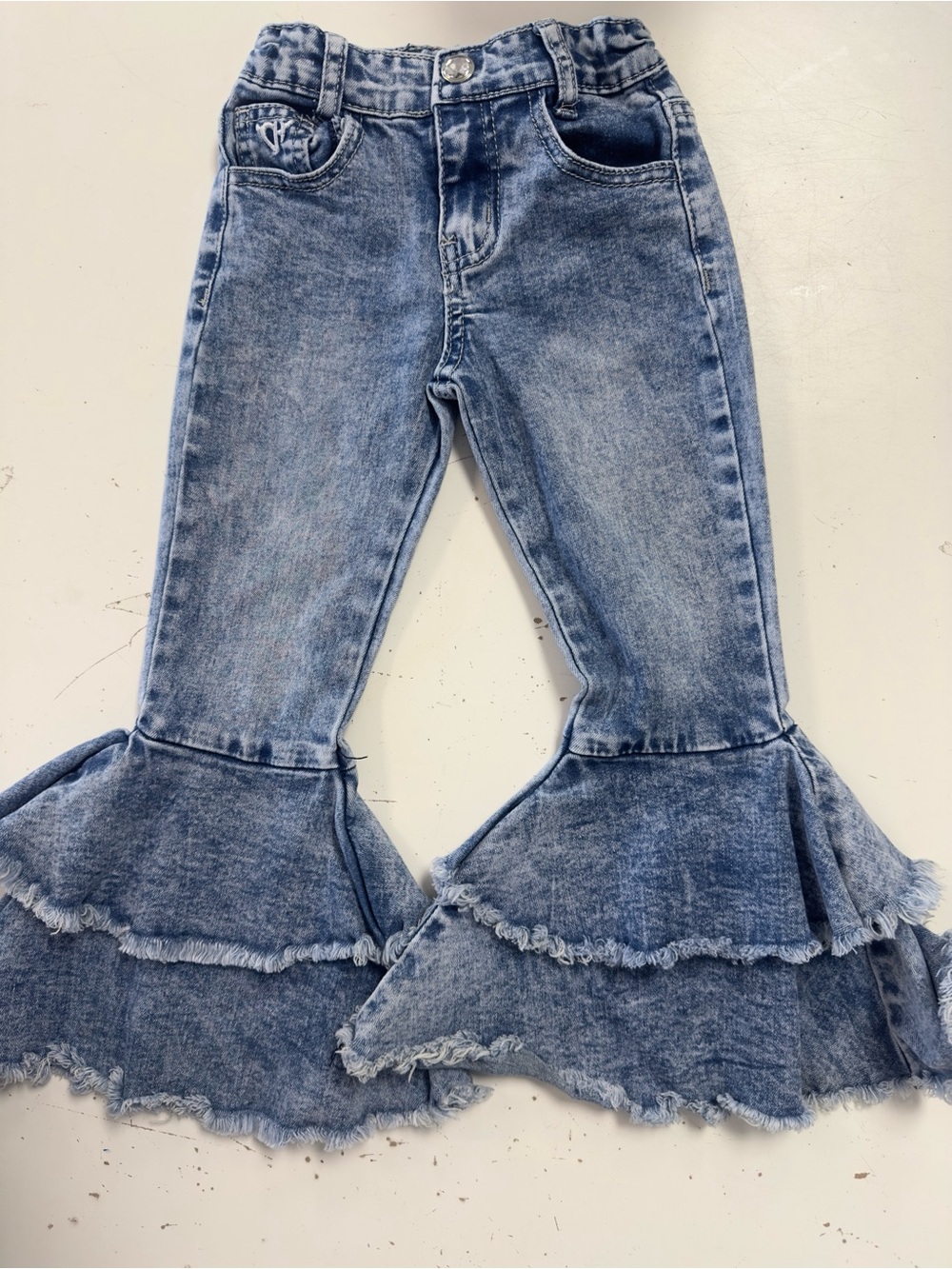 Cowgirl hardware double ruffle bell denim jeans  3